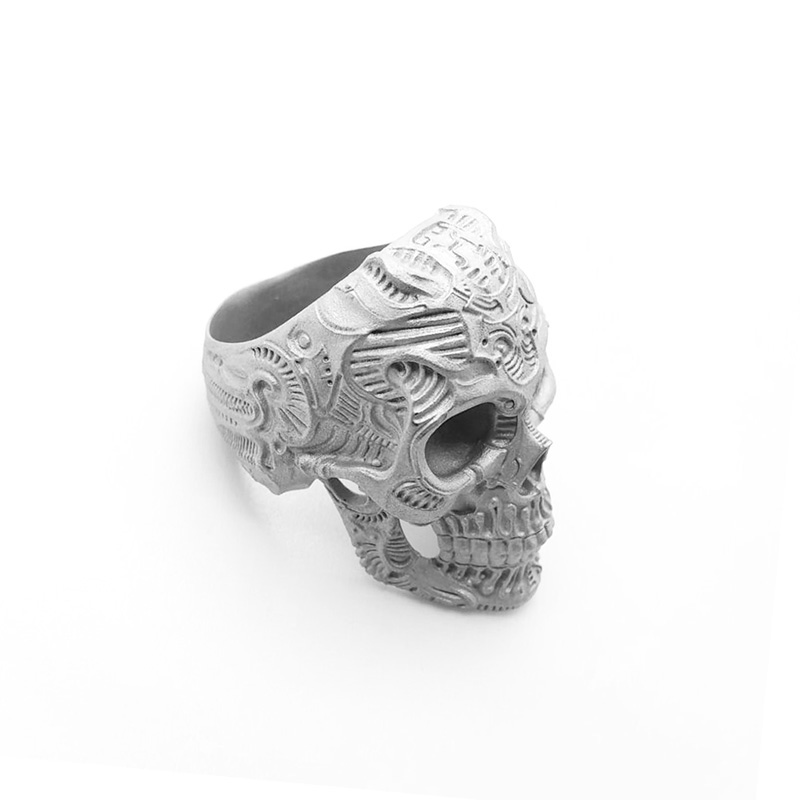 jewelry ring silver rock accessories 3d print casting skull bones digital sculptingm