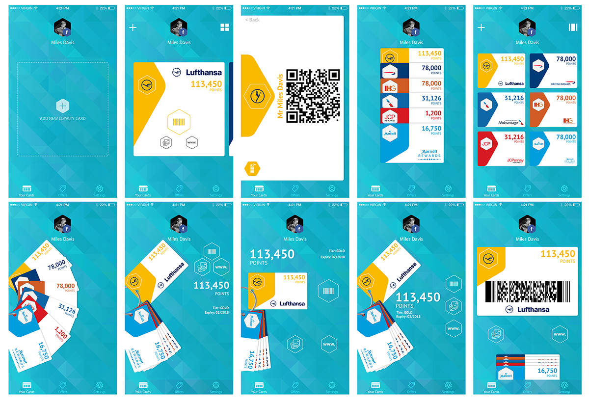 loyalty cards app ios ux UI live development brand