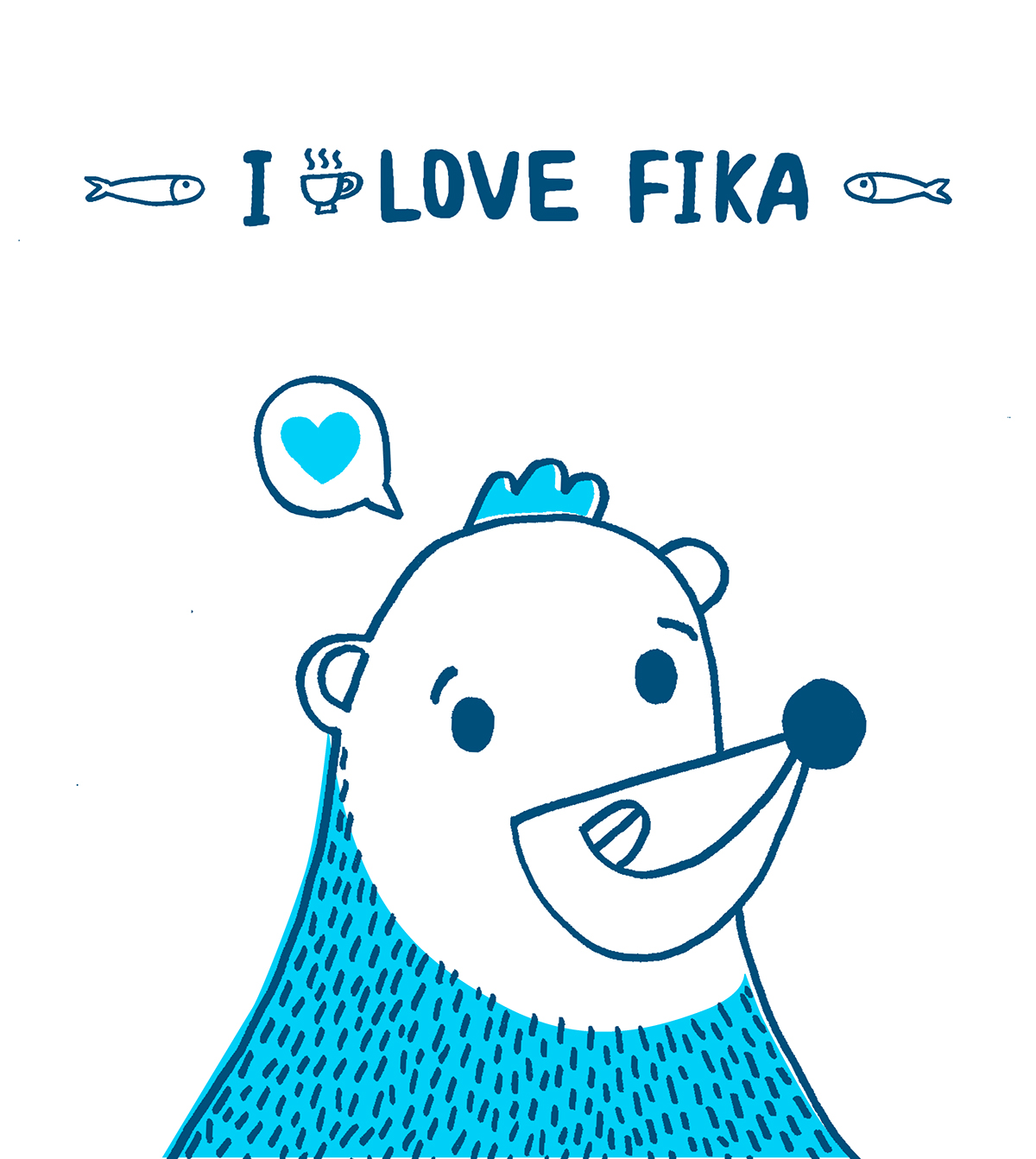 fika Swedish coffeebreak hand-drawn screen-printing