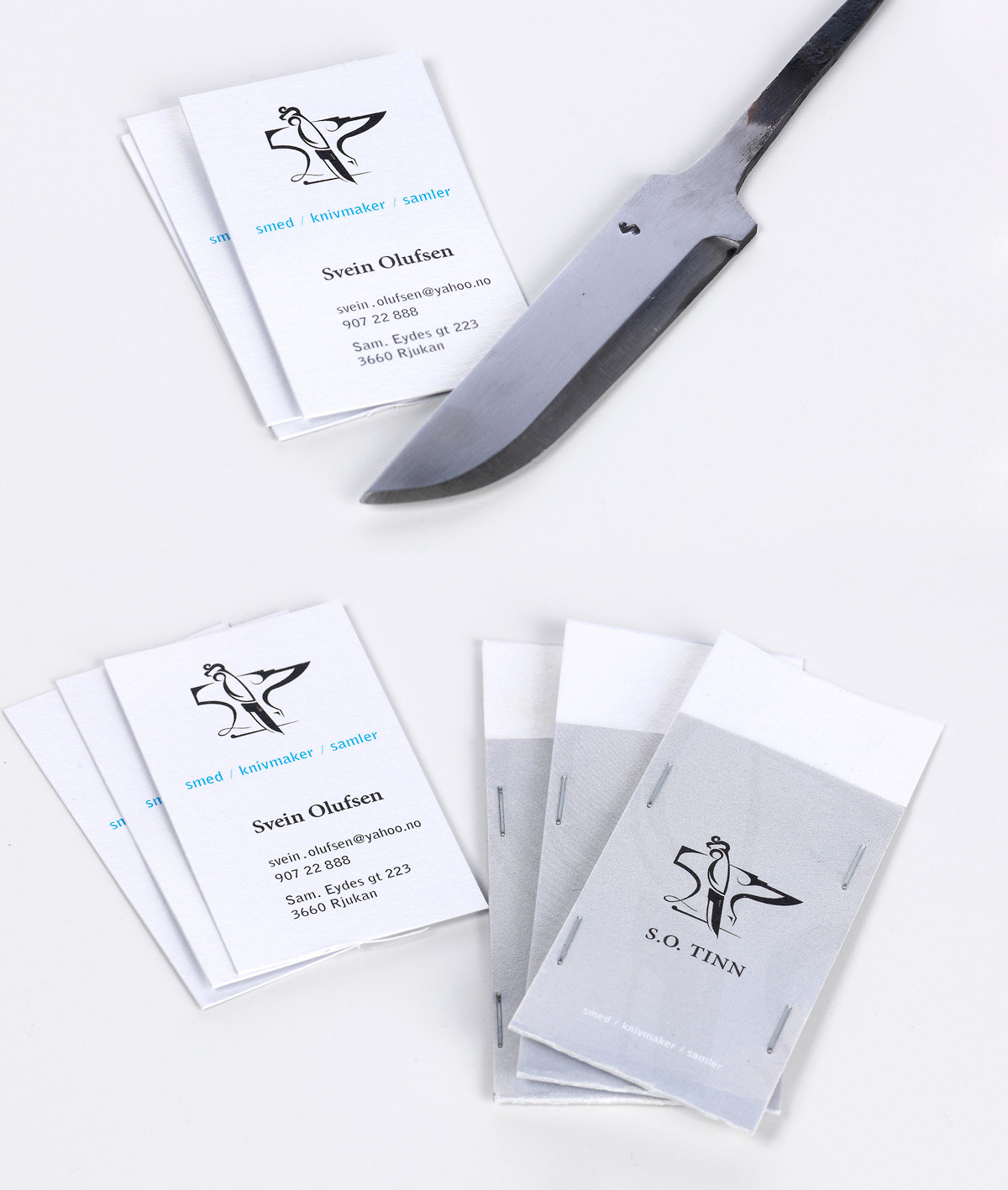 Olufsen svein tinn Blacksmith Rjukan knife envelope business card