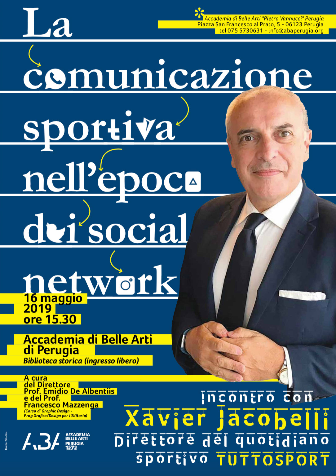 talk Xavier Jacobelli Videoconferenza Accademia Belle Arti perugia social network La comunicazione sportiva Emidio De Albentiis