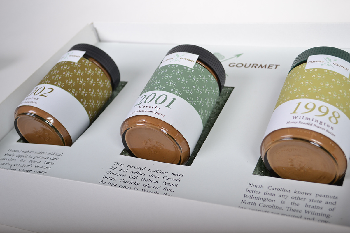 logo peanut box modern pattern design elegant classy wine Label identity carvers gorumet jake silverman