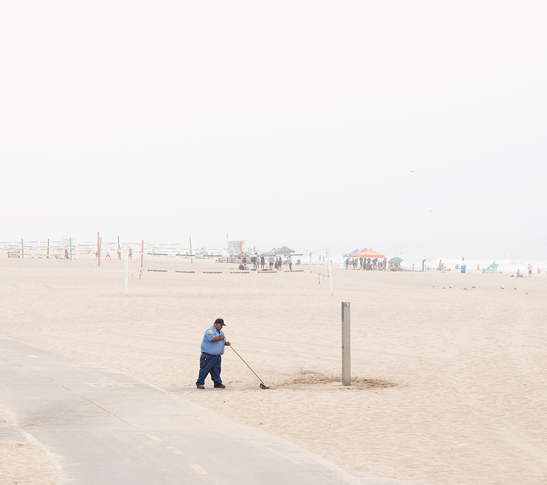 la California beach minimalist fog woman surfer bikini Los Angeles Ocean