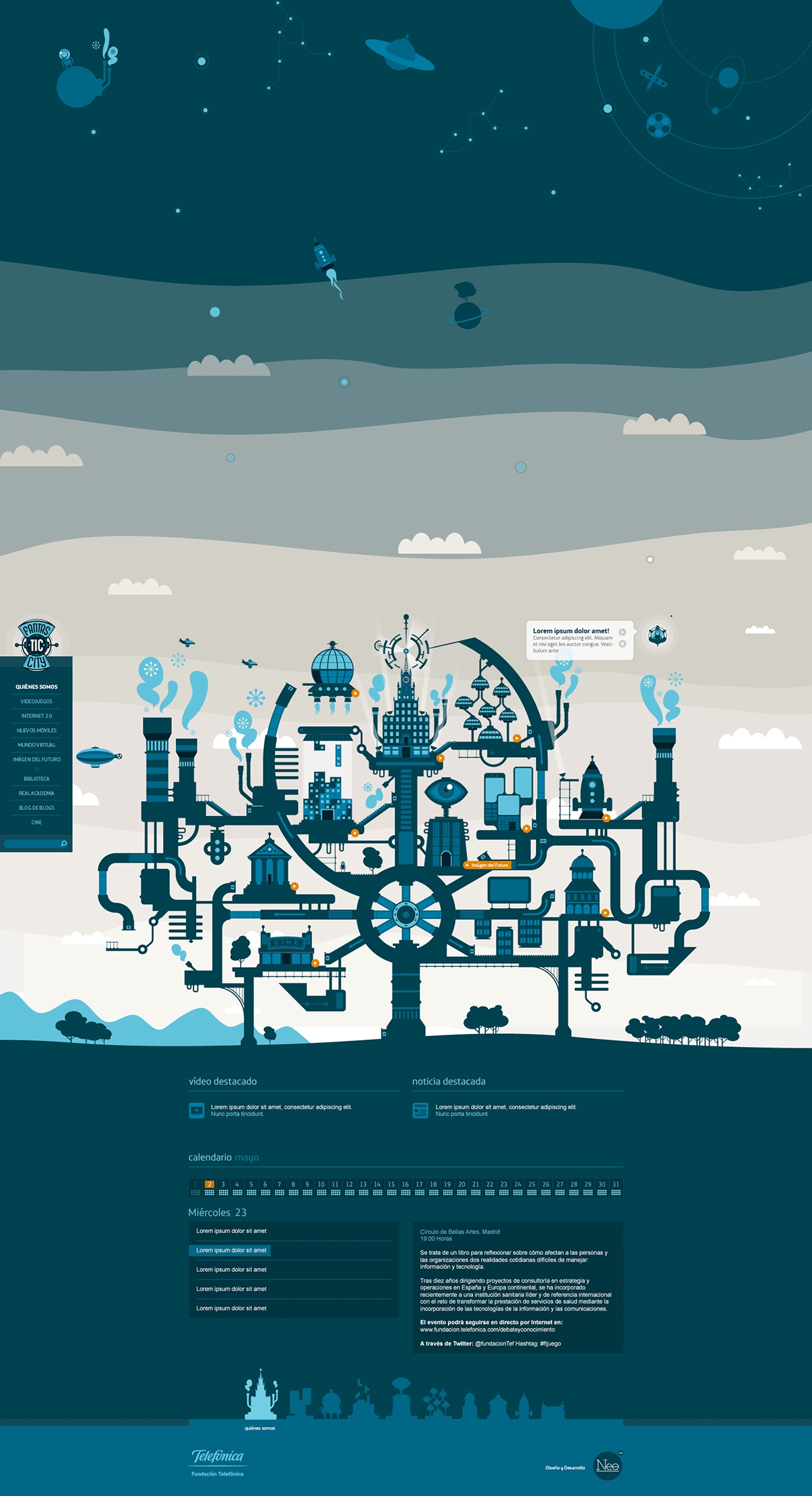 fantastic city  Illustration  vector  Icons  smart Cities  innovation  Technology