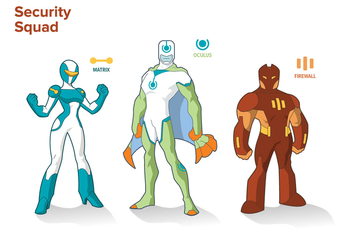 security Squad heroes SuperHero info-sec characters Comic Book