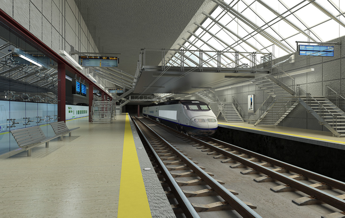 architecture train station rendering vray Transportation Design