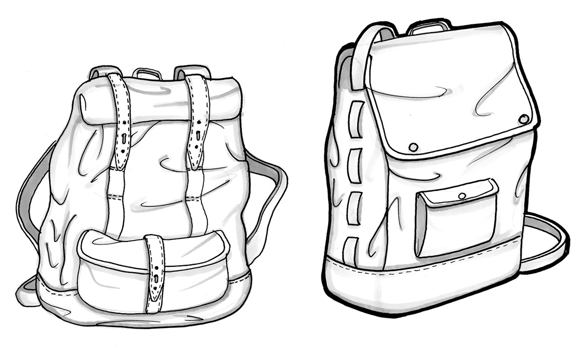 handbags bags sketches Renderings Backpacks