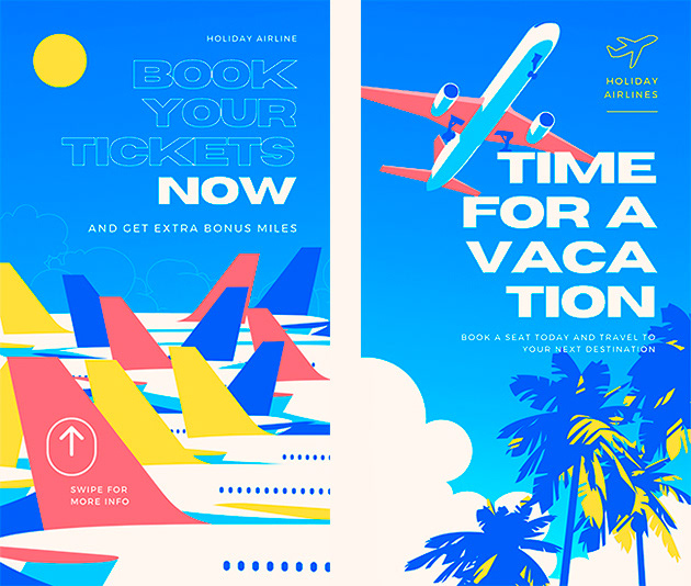 air airline canva instagram template time Travel vacation vector