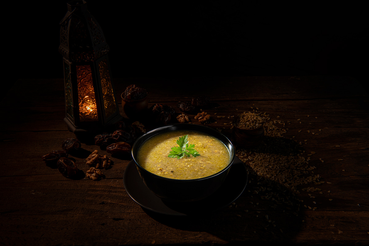 Food  Photography  Soup lentil Freekeh hummus ramadan
