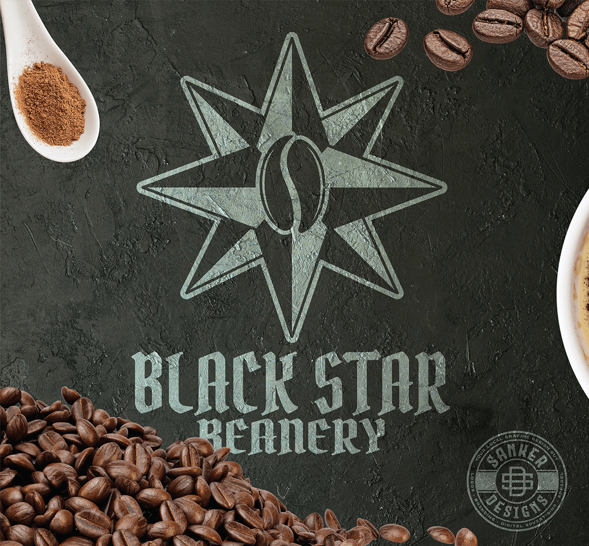 coffee logo coffee shop coffee branding black Star Sanker Designs black star beanery BlackStar