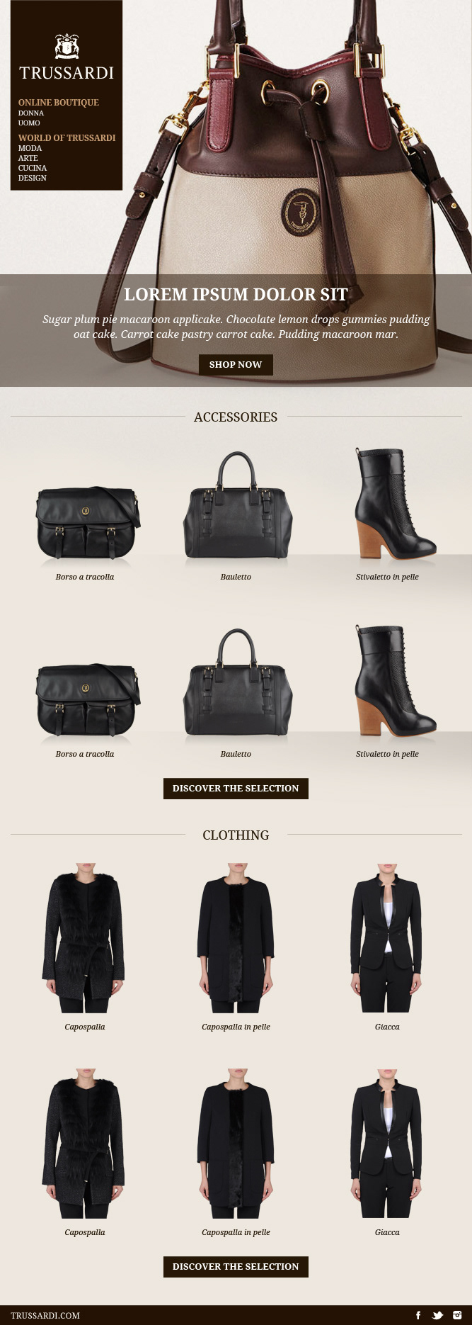 Trussardi template newsletter shop online store Items product ADV campaign sale