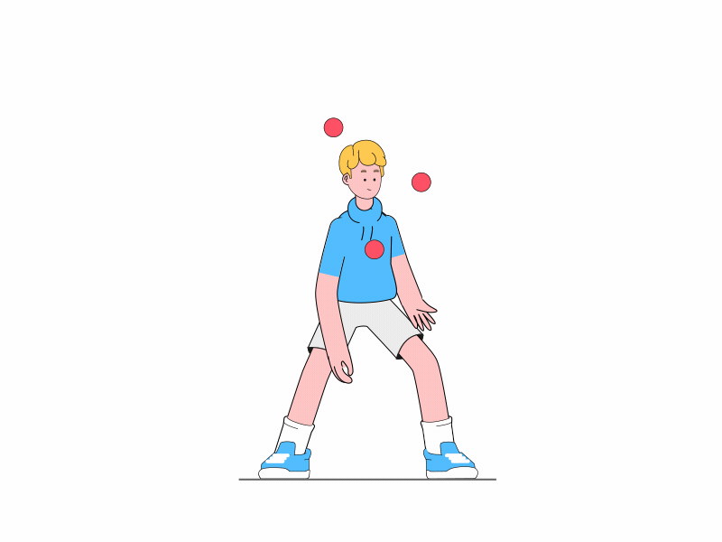 character animation Character motion tennis juggling 2D Animation after effects Modern Animation Character design  animated stickers