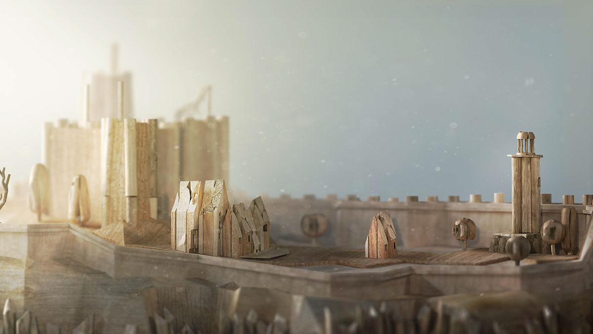 Island lowpoly wood prison Miniature world