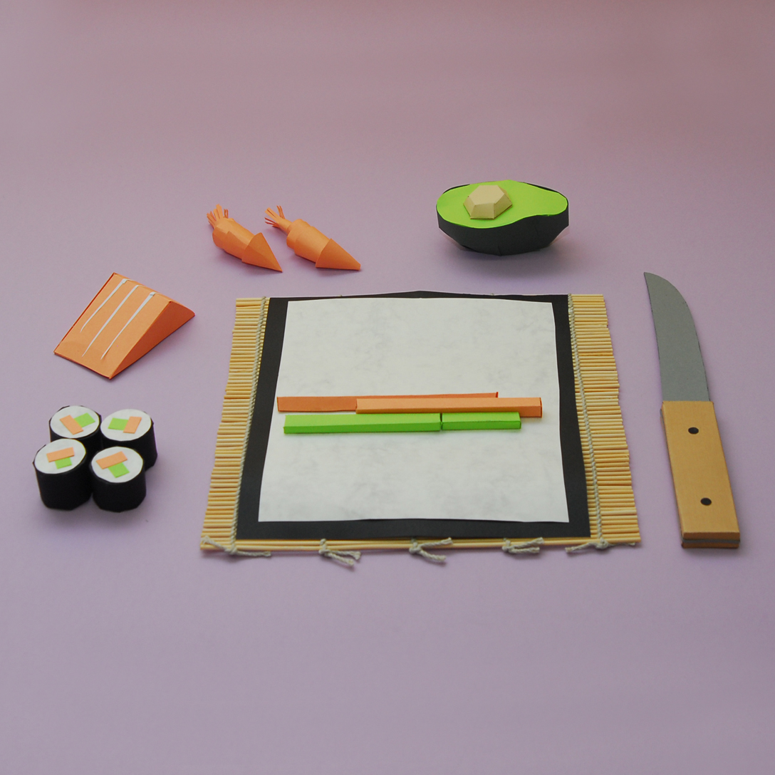 paper Sushi tragedy knife Food  papercraft