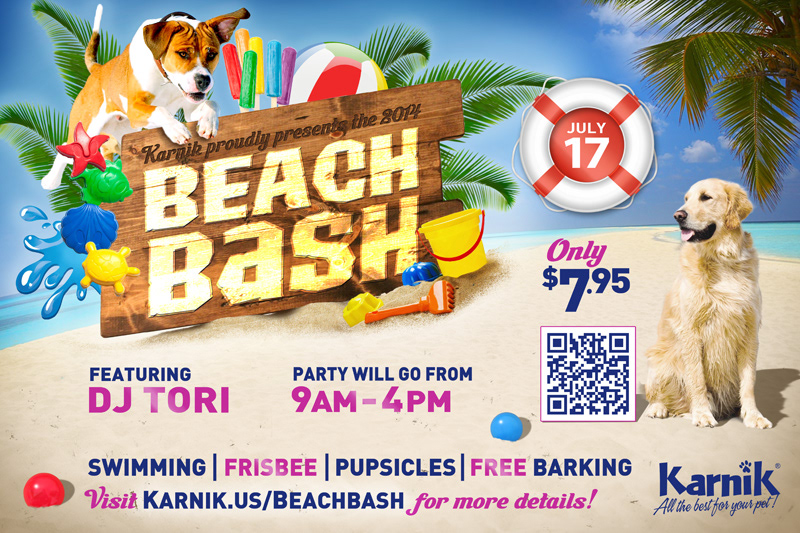 beach beach bash poster dog Pet party