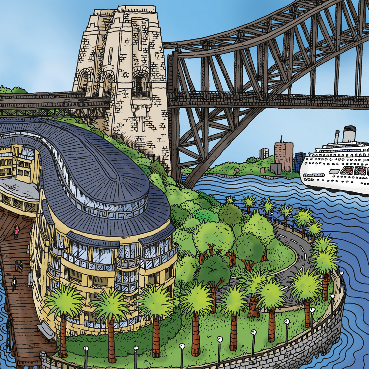 scroll Scroll book Landscape sydney Australia harbour Harbour Bridge Opera House down under hand drawn OZ outback