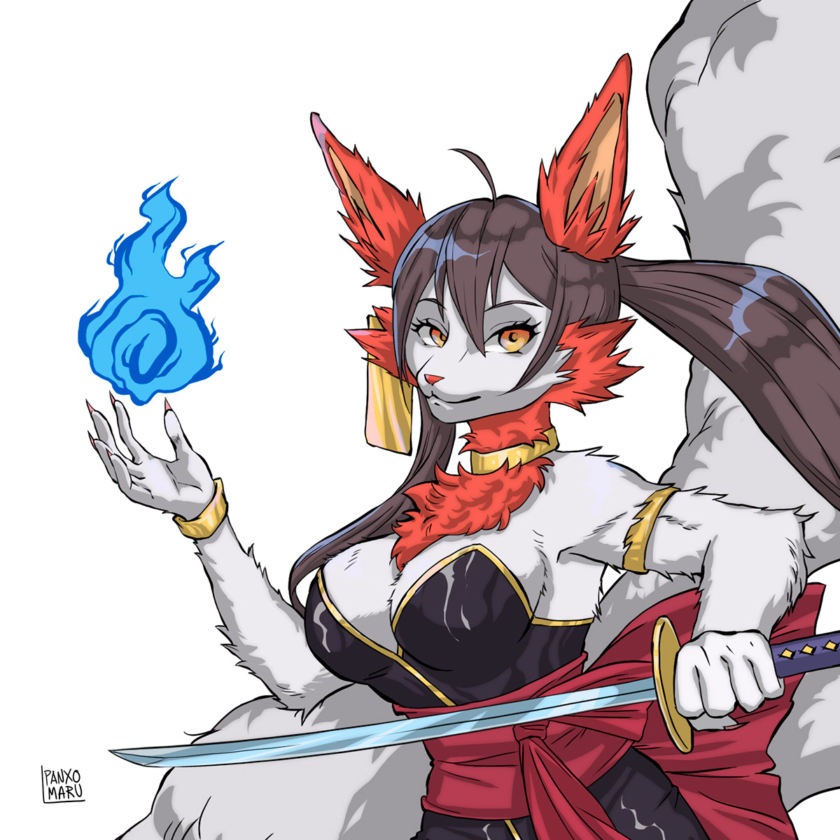 anime anthro cartoon Character design  concept art Familiar fantasy furry kitsune wildfire