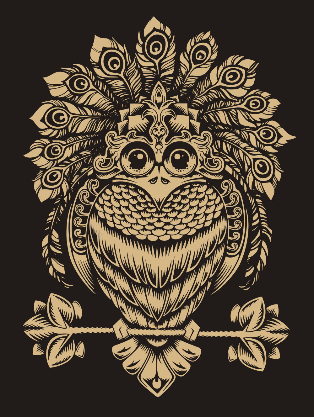 abstract animal art background bird crown decorative element owl goat vector woman