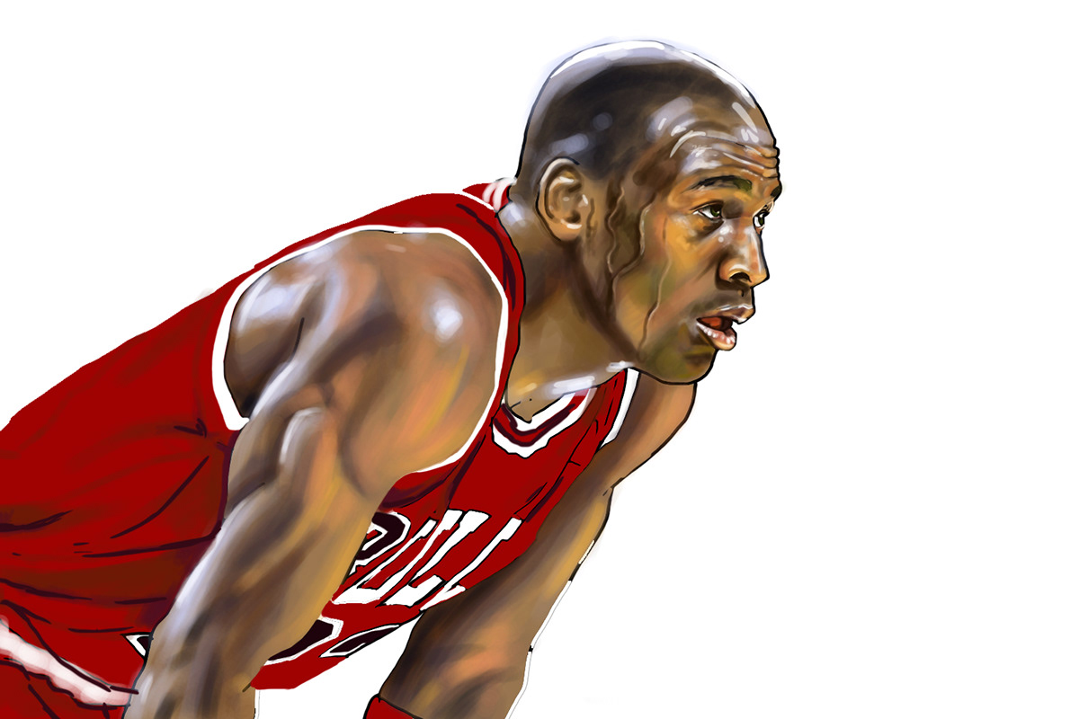 NBA basketball jordan Nike digital painting portrait chicago sports legend bulls