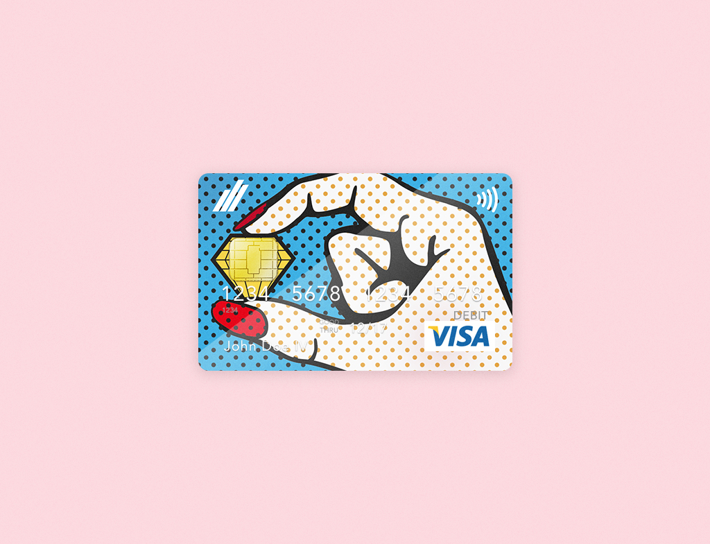 credit card Debit card Bank bank card Pop Art dots student hand ring diamond  brilliant gold