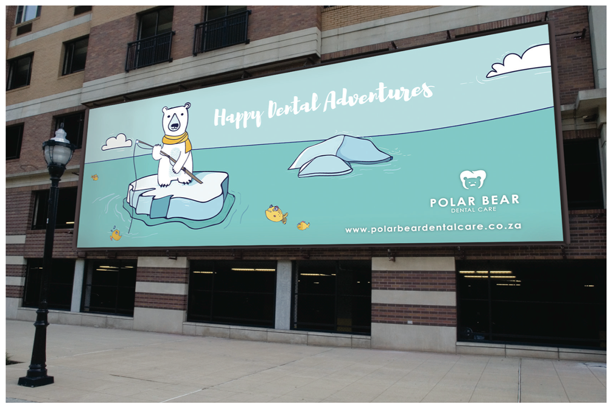 dental dental clinic kids dental ad campaign Polar Bear billboard facebook cover magazine Web Banner illustrated adventure