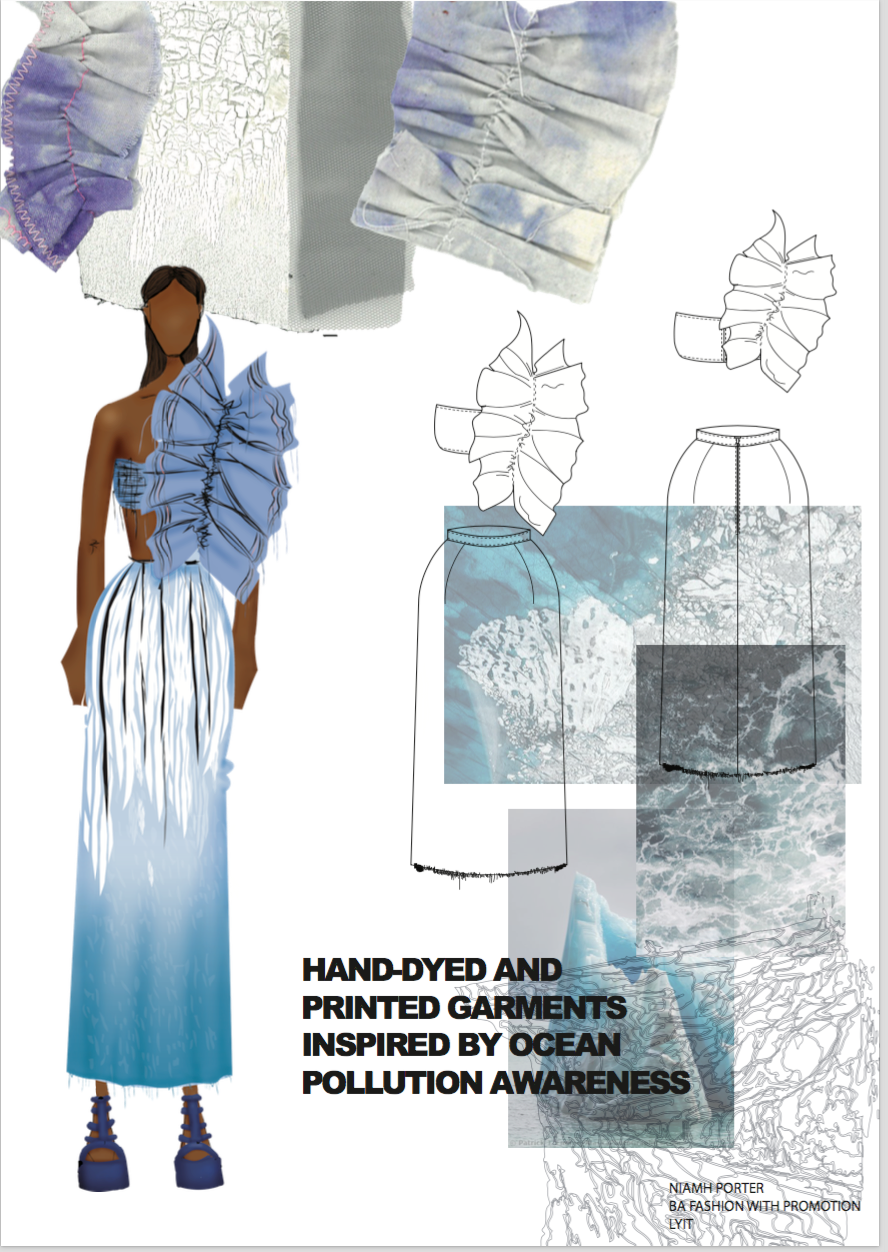 Student Fashion fashion design textile desin irish pollution glacier linen crackle screen print