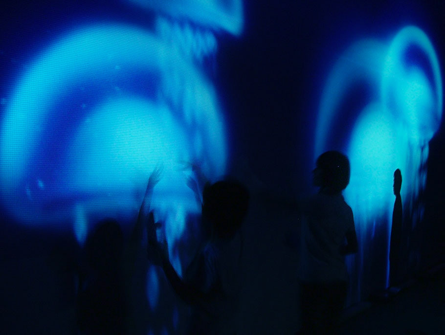 beneath underworld art projection installation interactive sea creatures blue Ocean