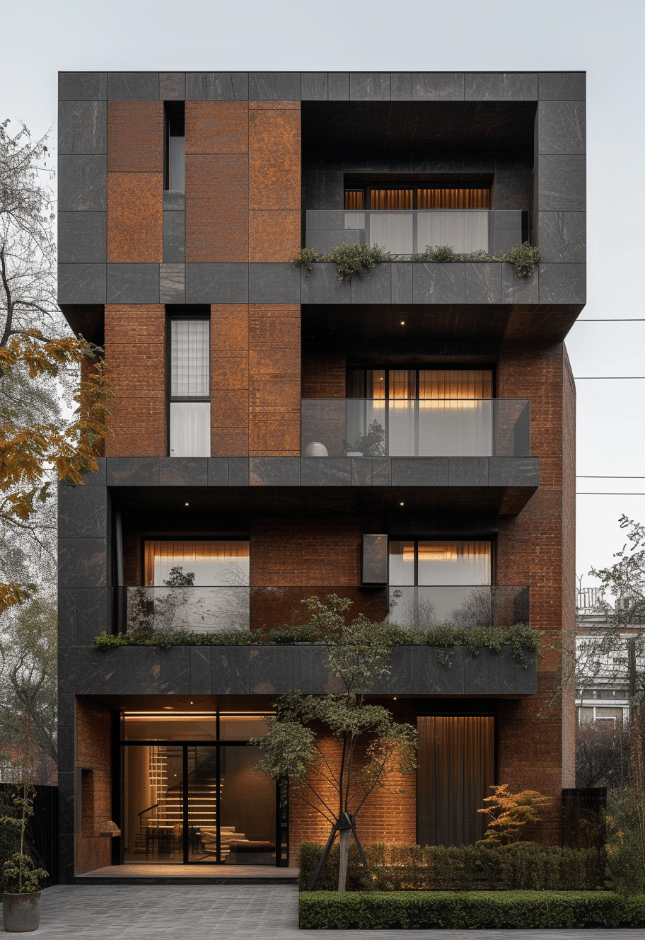 facade basalt pattern brick