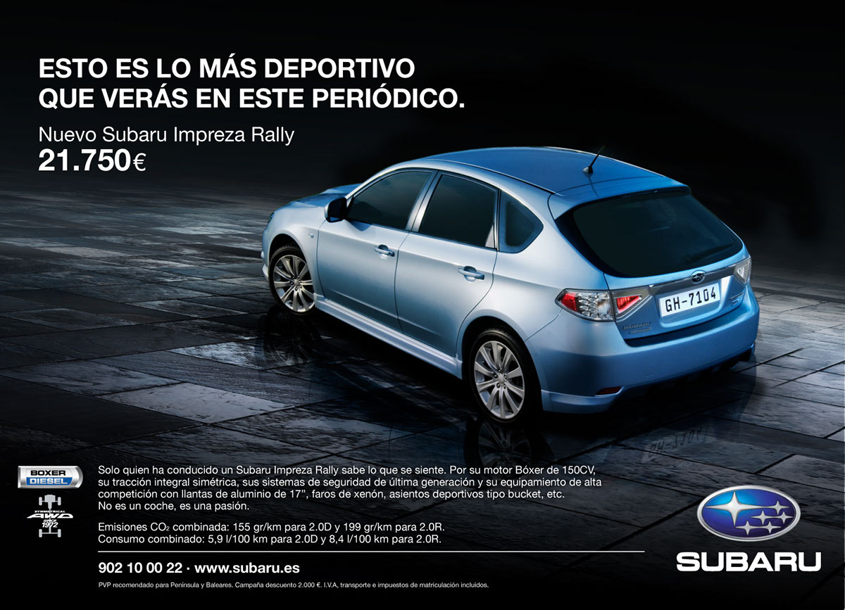 Subaru Imprezza car revolution adrian pérez avendaño creatividad Adrian Perez Avendaño advertising cars print cars best print cars rallies winners subaru impreza