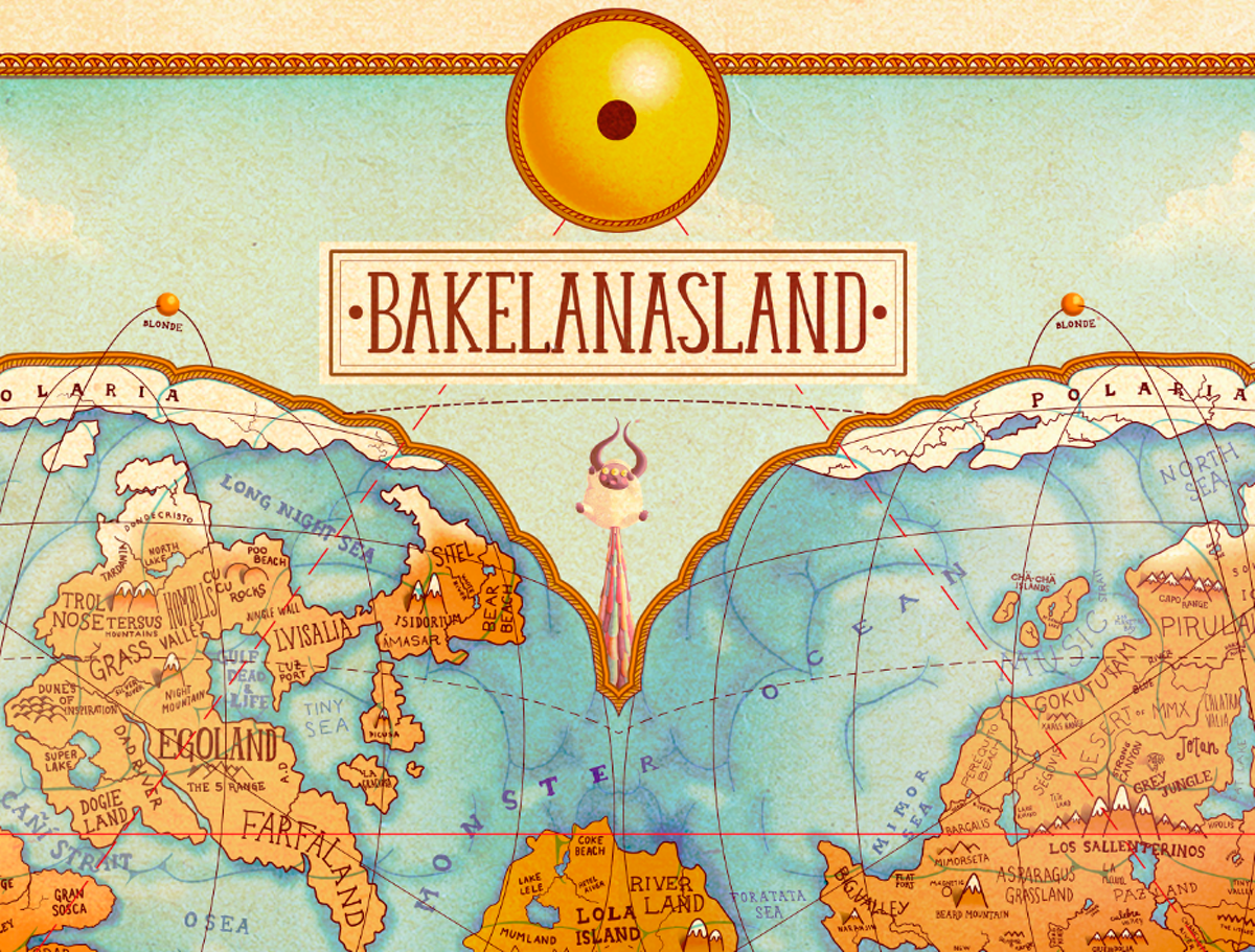 bakelanasland bakea brain map planet old vintage