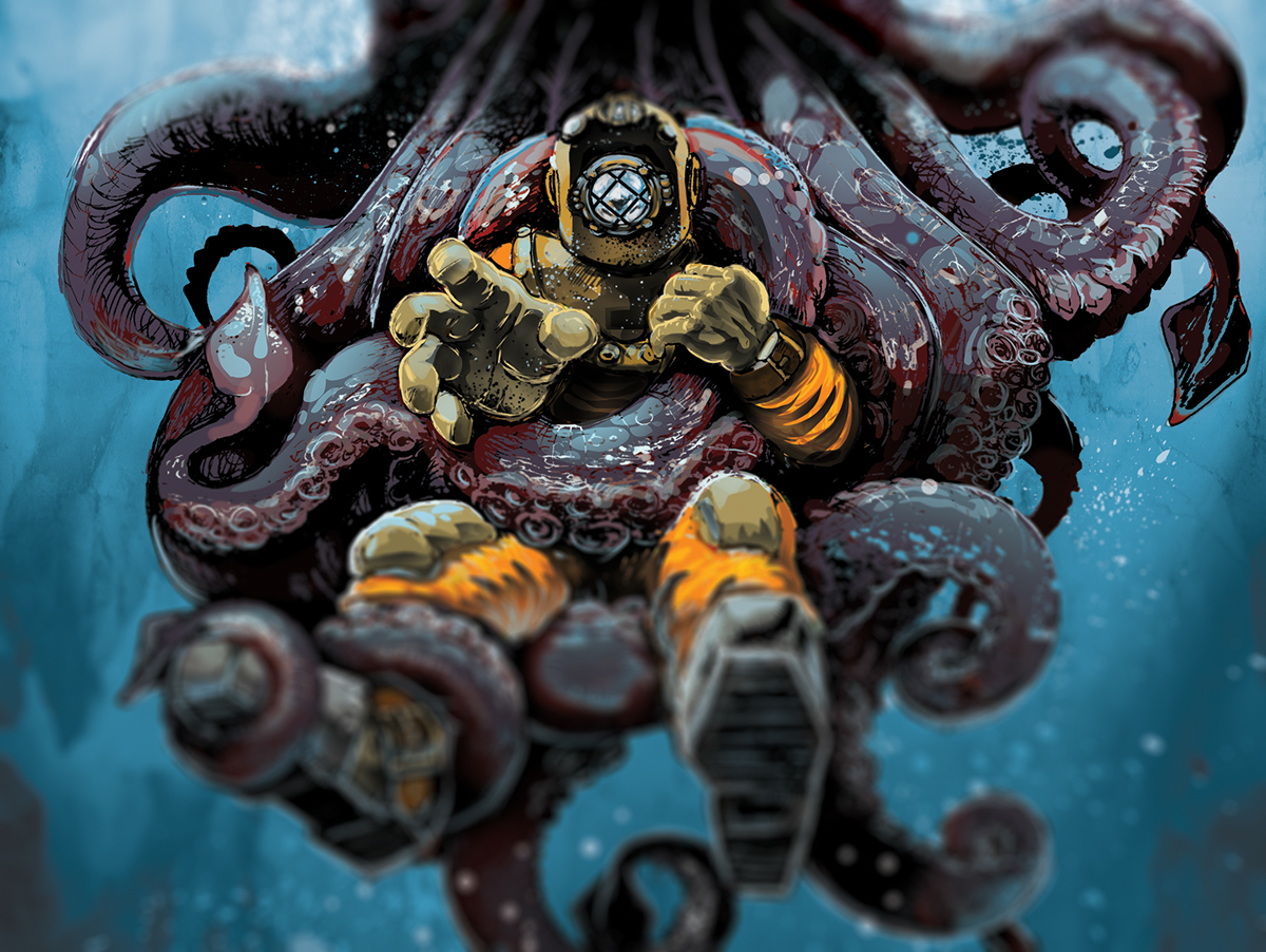 diver octopus Abyss undresea underwater cthulhu lovecraft