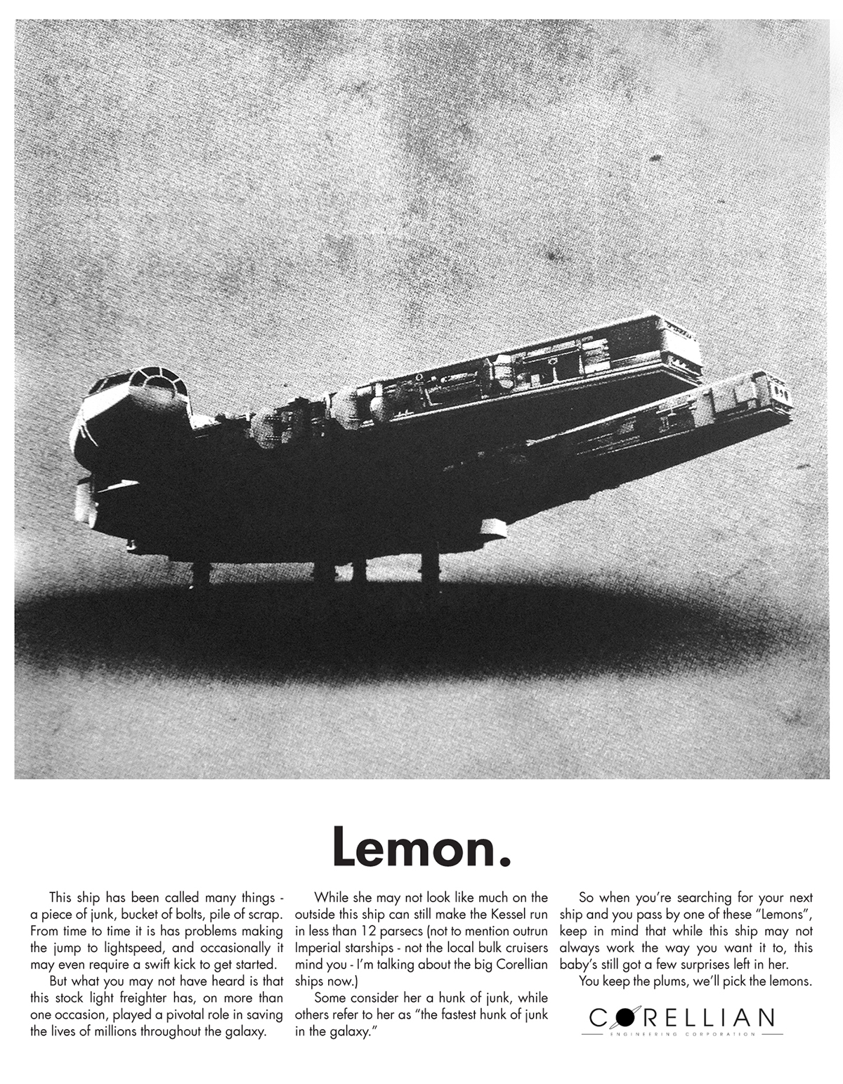 lemons millenium falcon firefly Ewok star wars screen print poster