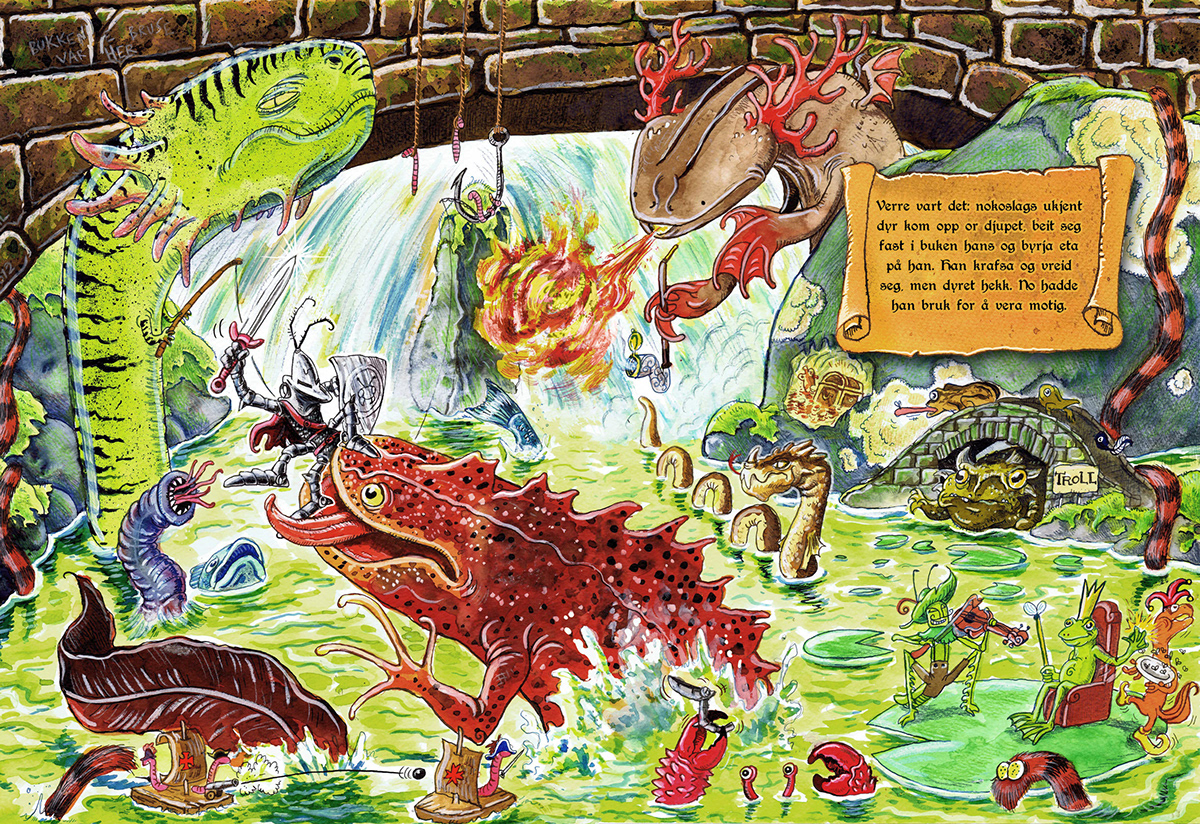 salamander  dragon knight ant brave ant anthill snail watercolor children's book Insects bugs medieval age