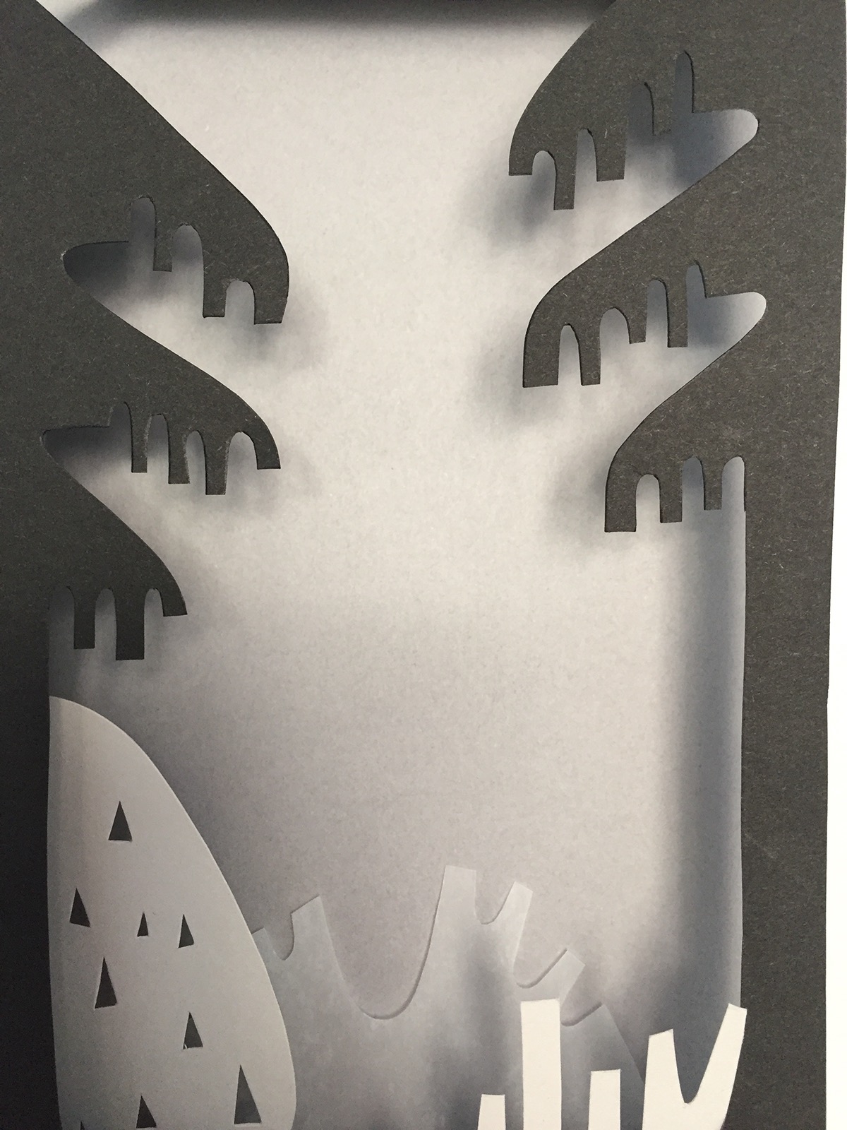 forest paper arts Character animals woodland Paper cutting handmade monochrome shadow box Diorama