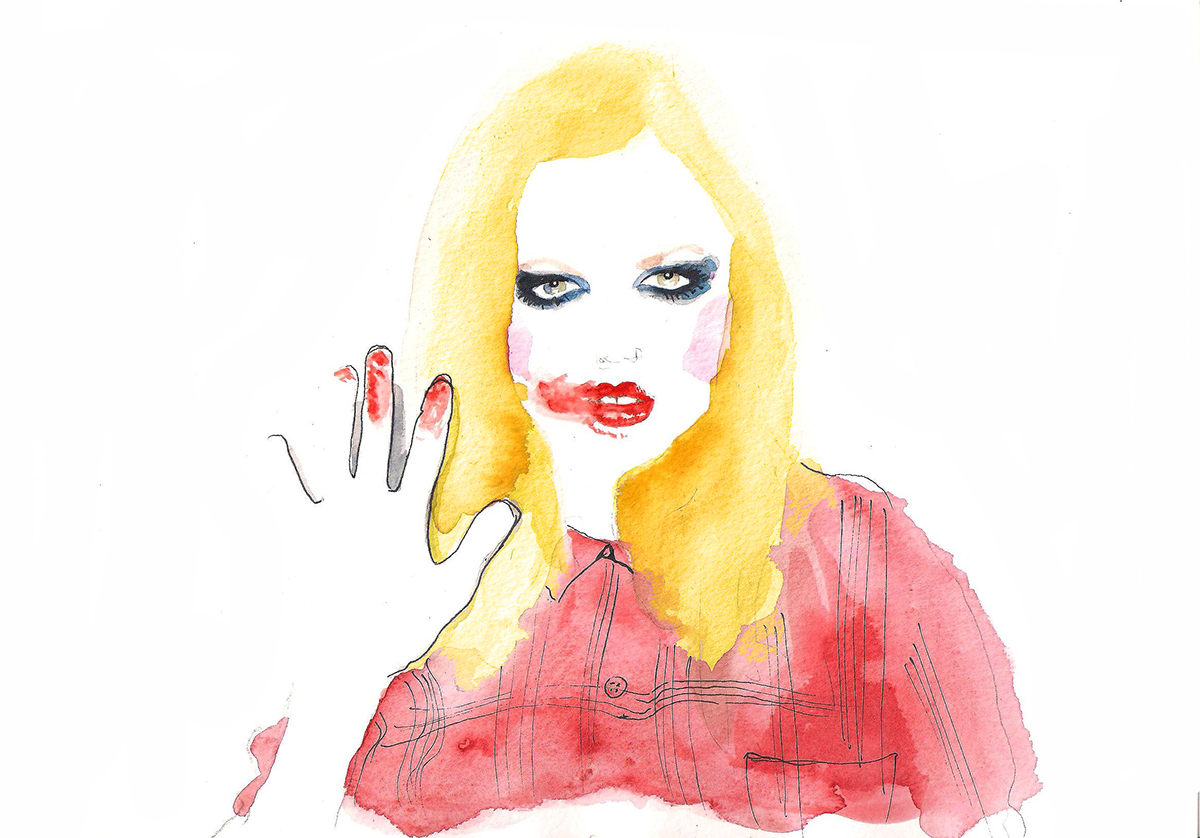 portraits Beyonce Lana Del Rey watercolor ink