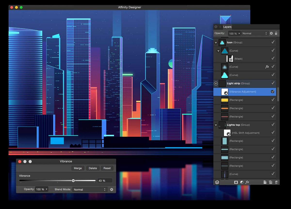 app affinity designer Affinity software neon light Urban city trystram futur Technology wallpaper Retro