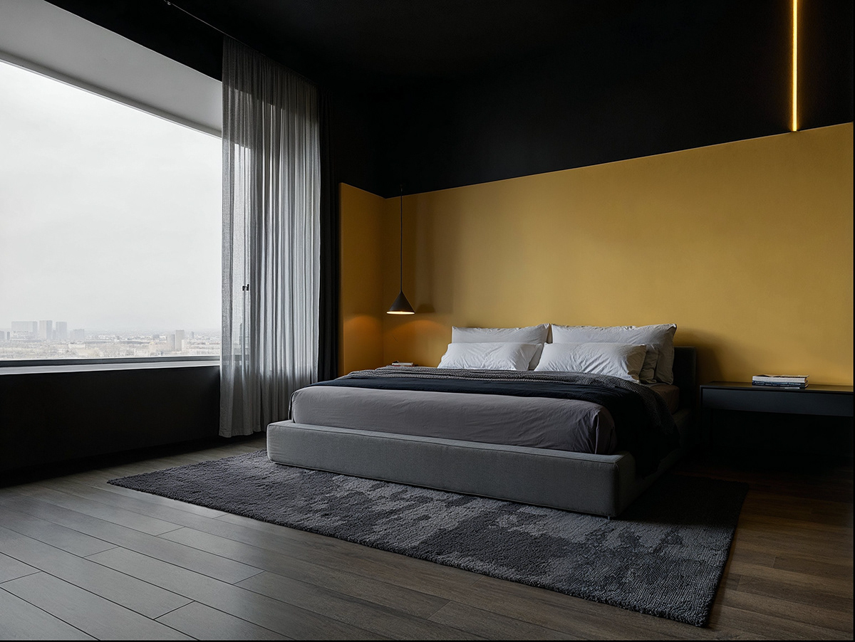 interior design  minimal yellow grey Render visualization