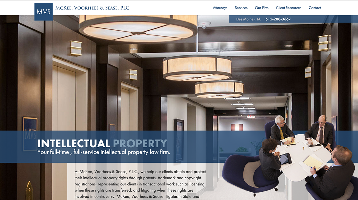 lawyer Website Web des moines iowa law firm design blue White large photo