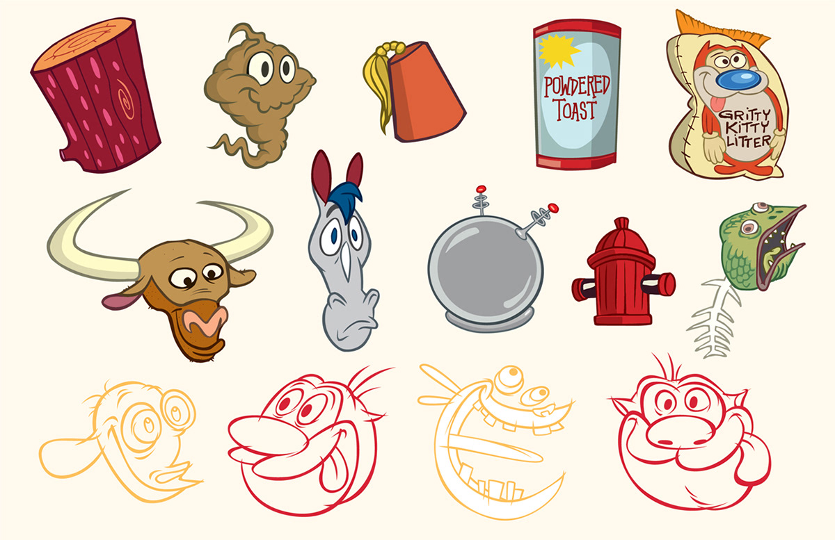 ren and stimpy nickelodeon Style Guide mod Retro typography   character art