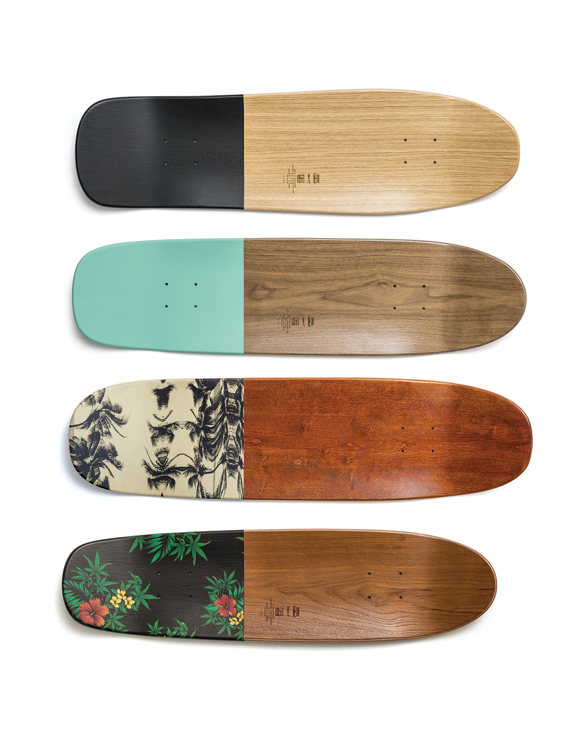 skateboard deck paint dipped wood exotic walnut cherry teak