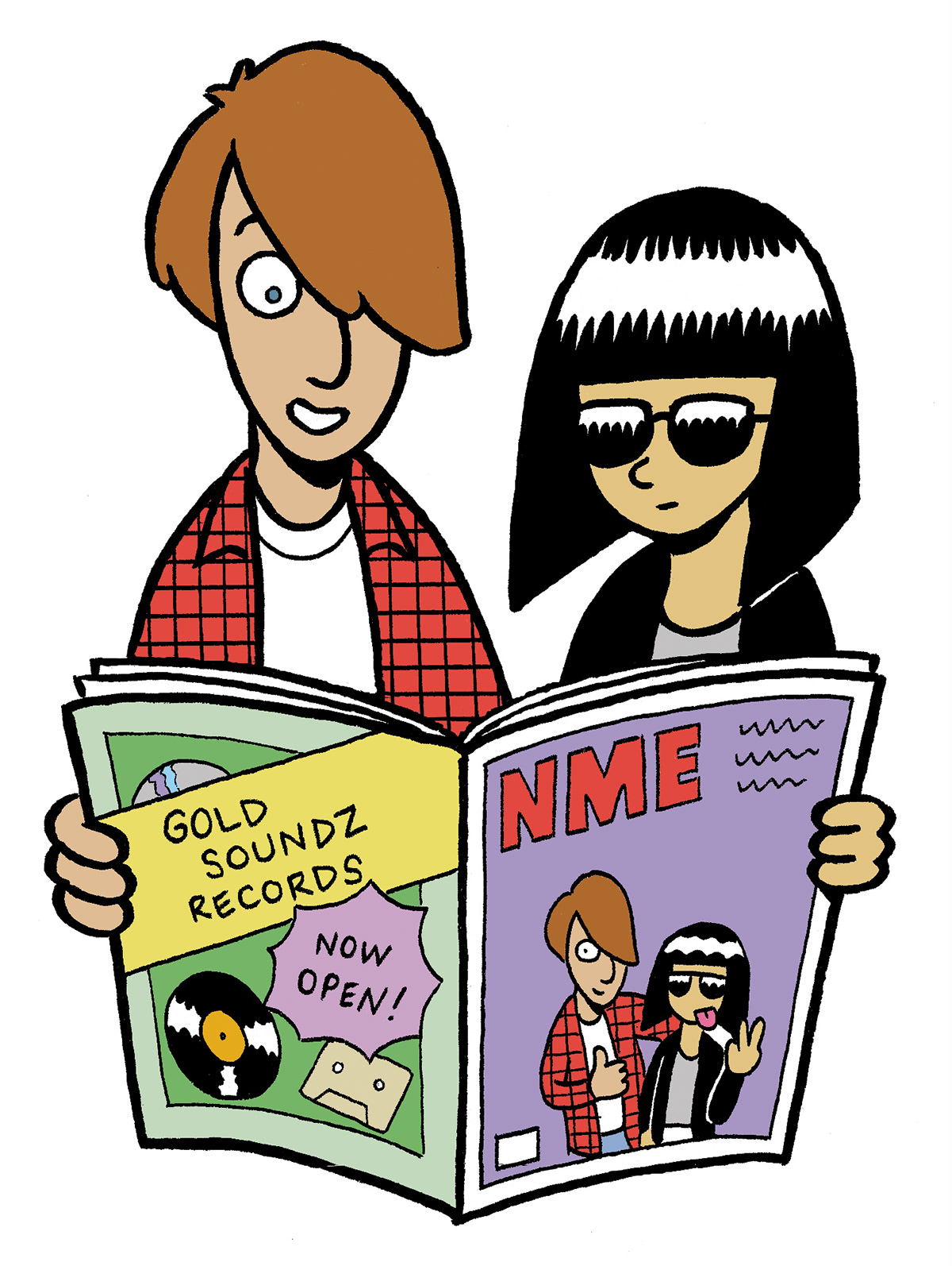 comic comic strip NME Music Journalism seven-inch Records gold soundz Record Shop