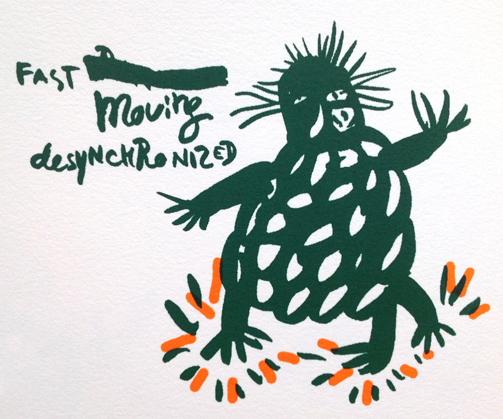printmaking poster silkscreen animals lettering hand-lettering creatures orange green Drawing 