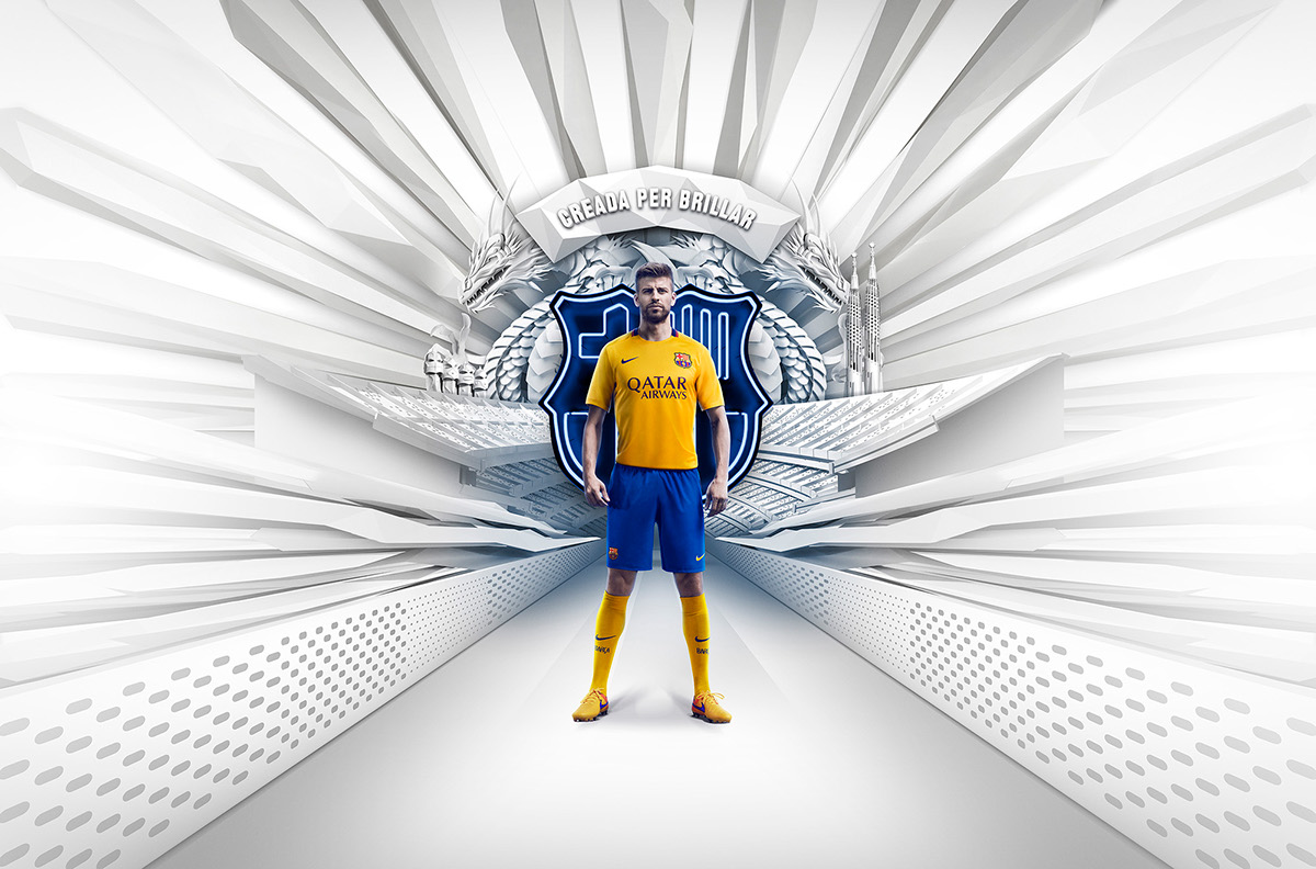 Nike Happy Finish Post Production retouch sport Digital Art  Advertising  product FC Barcelona Club Kit