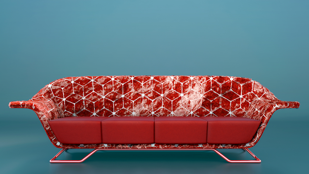 sofa design red modern futuristic shell