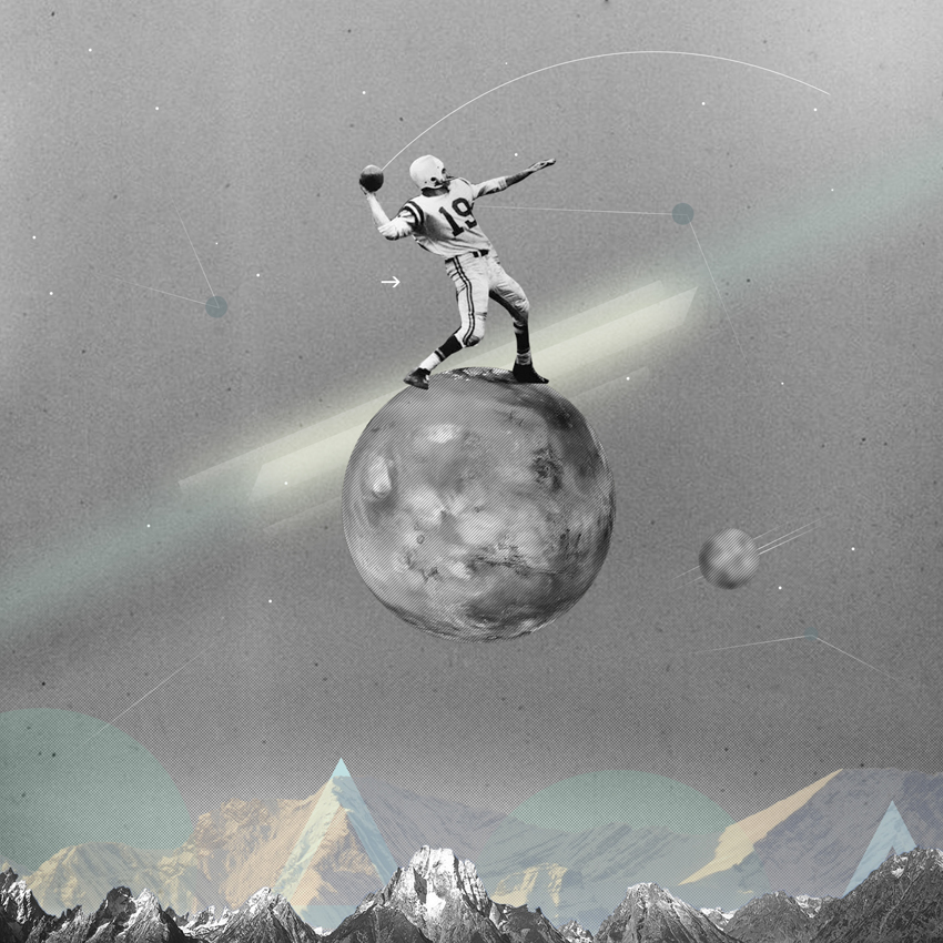 collage digital art poster Retro Space  mountains surreal