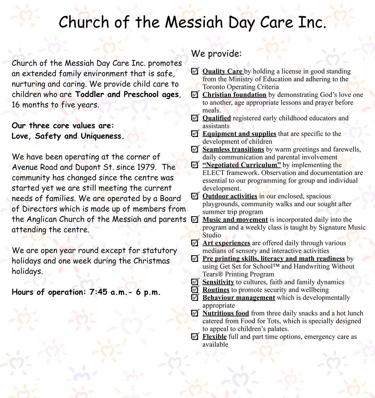 brochure Messiah Day Care