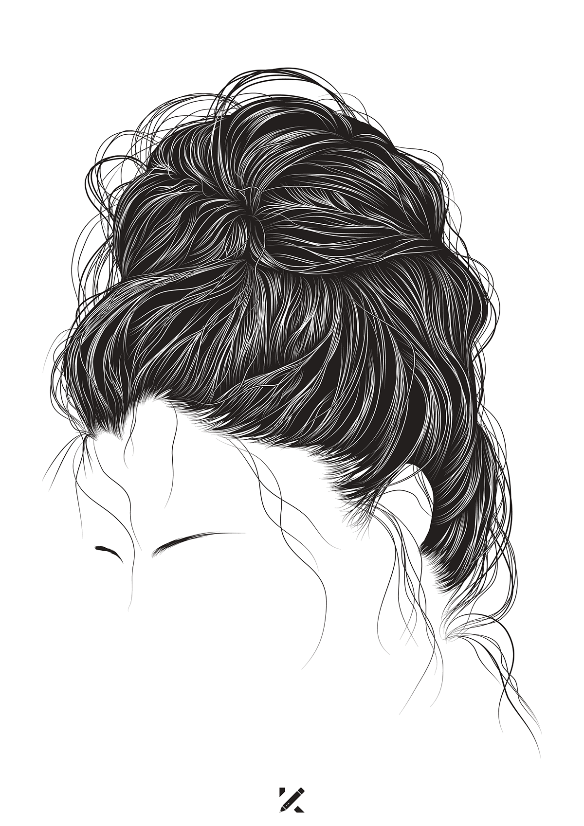 Adobe Portfolio hair artist vector art strokes line art human hair hairy man woman Drawing  sketch