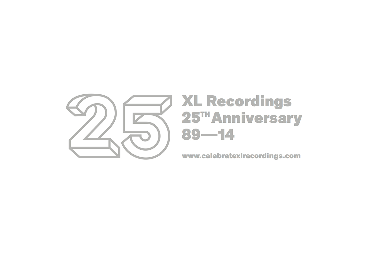 XL recordings 25th limited edition silver screen print typographic poster Pack yellow A1 Poster D&AD print poster