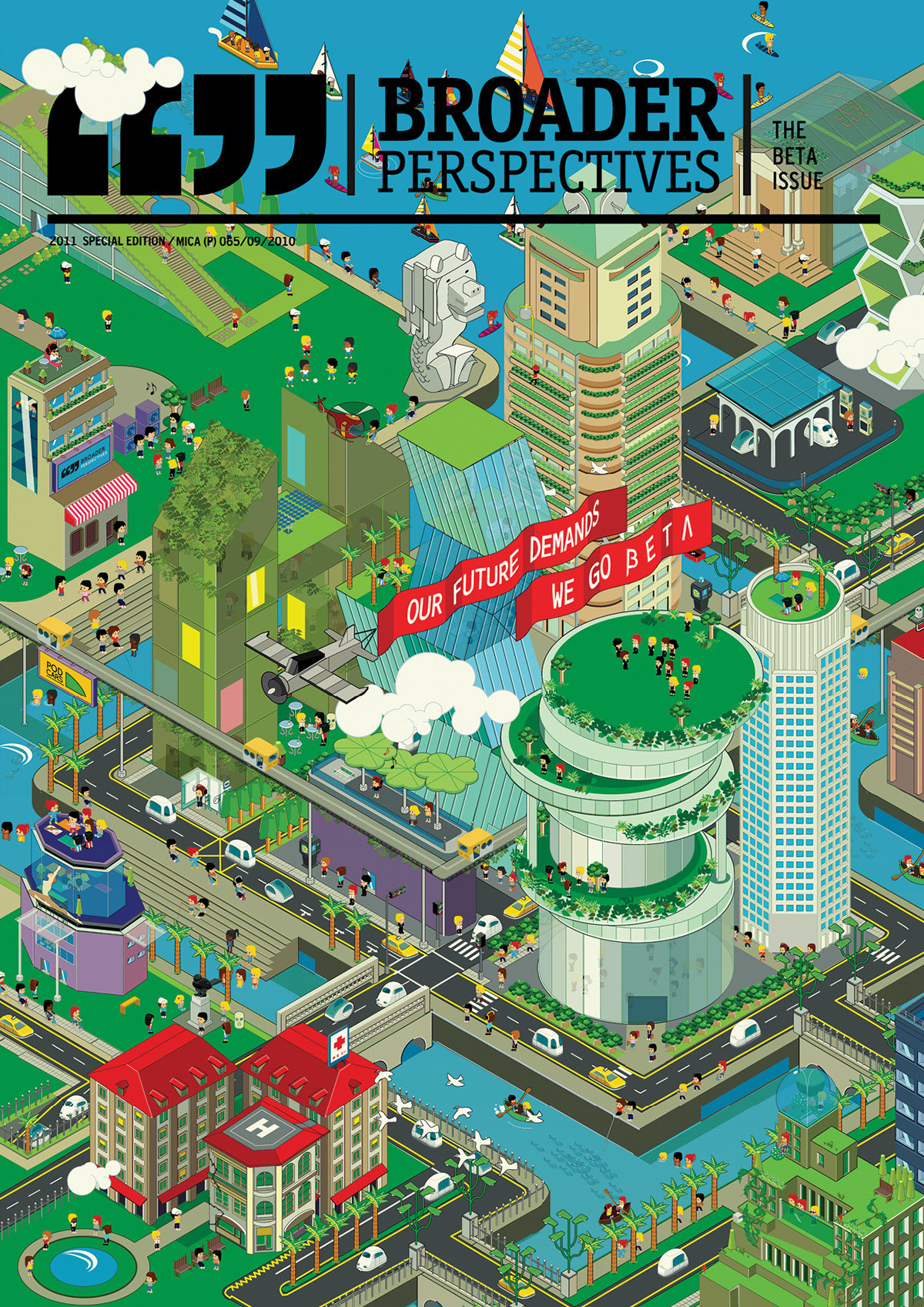 city Isometric  Magazine   cover vector people Character singapore utopia Urban future Sustainable Icon cute