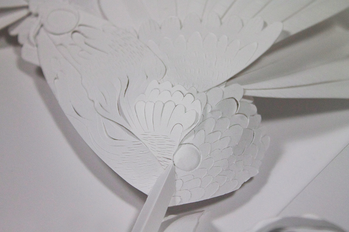 paper sculpture hummingbird